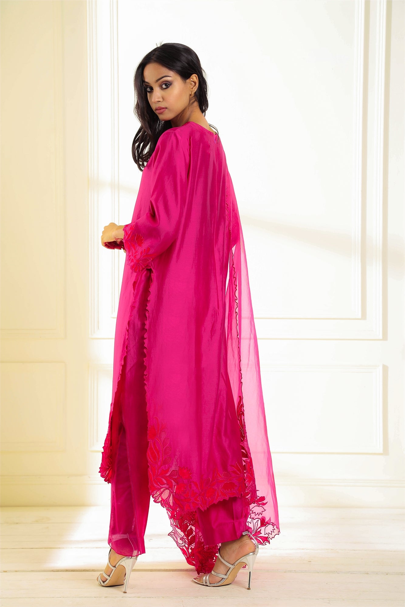 Pink Shahin Applique Suit Set