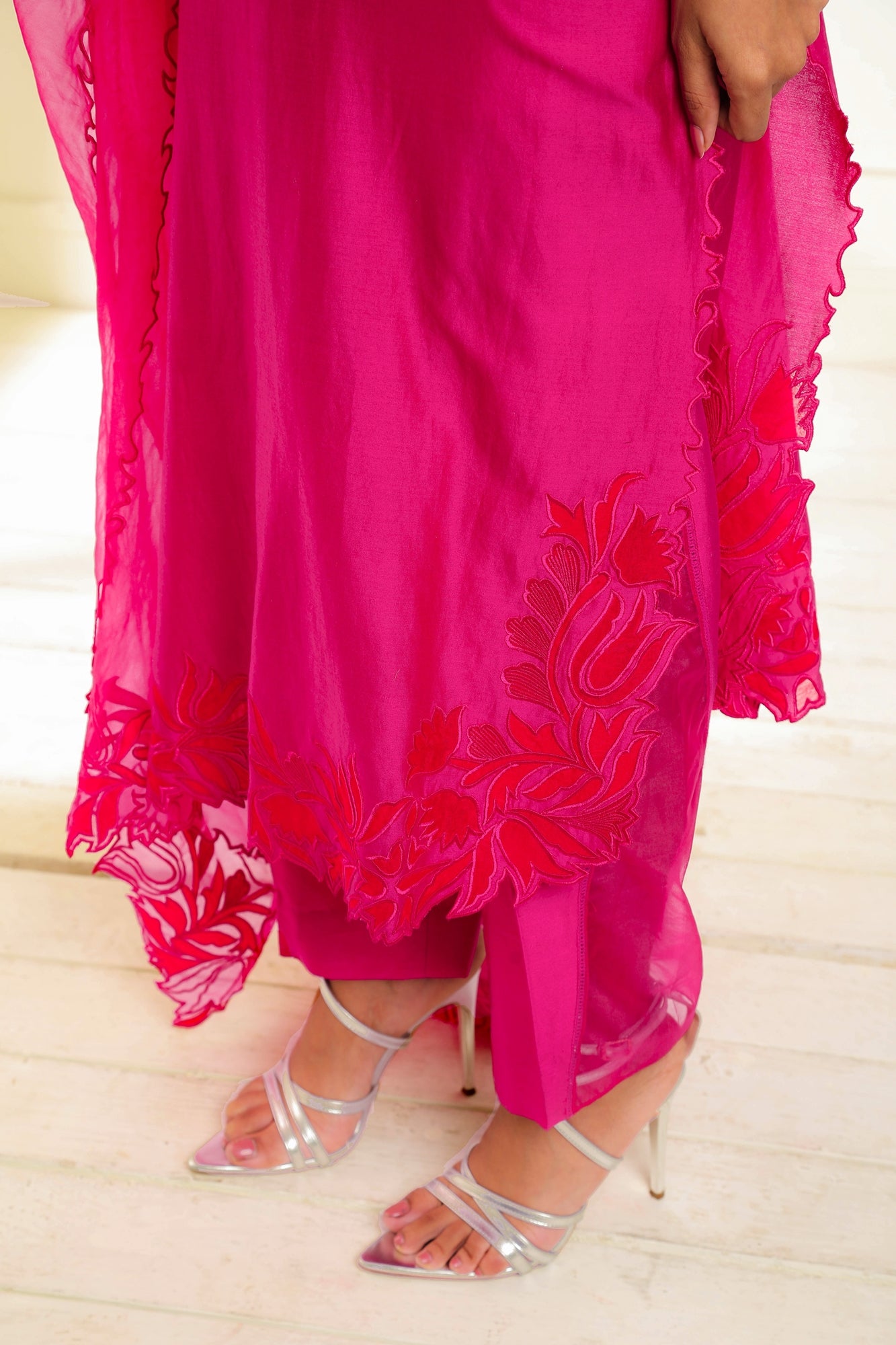 Pink Shahin Applique Suit Set