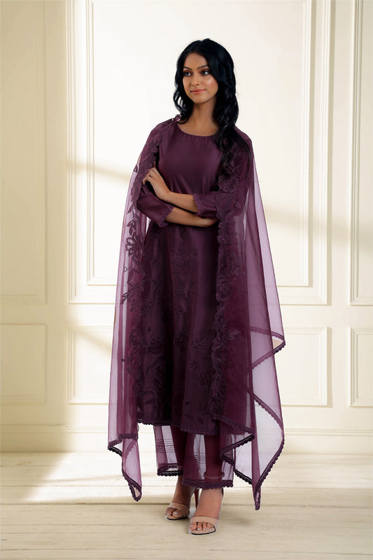 Plum Gul Applique suit set