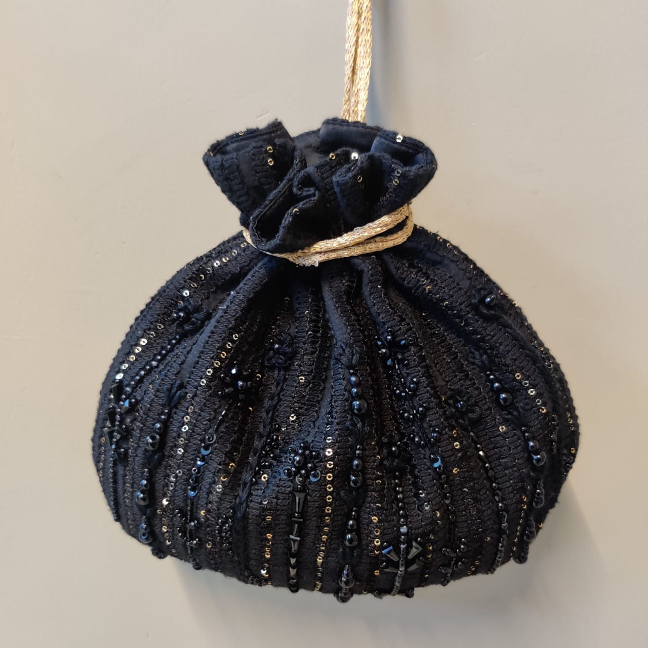 Black orchid potli bag
