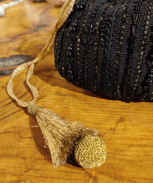 Black orchid potli bag