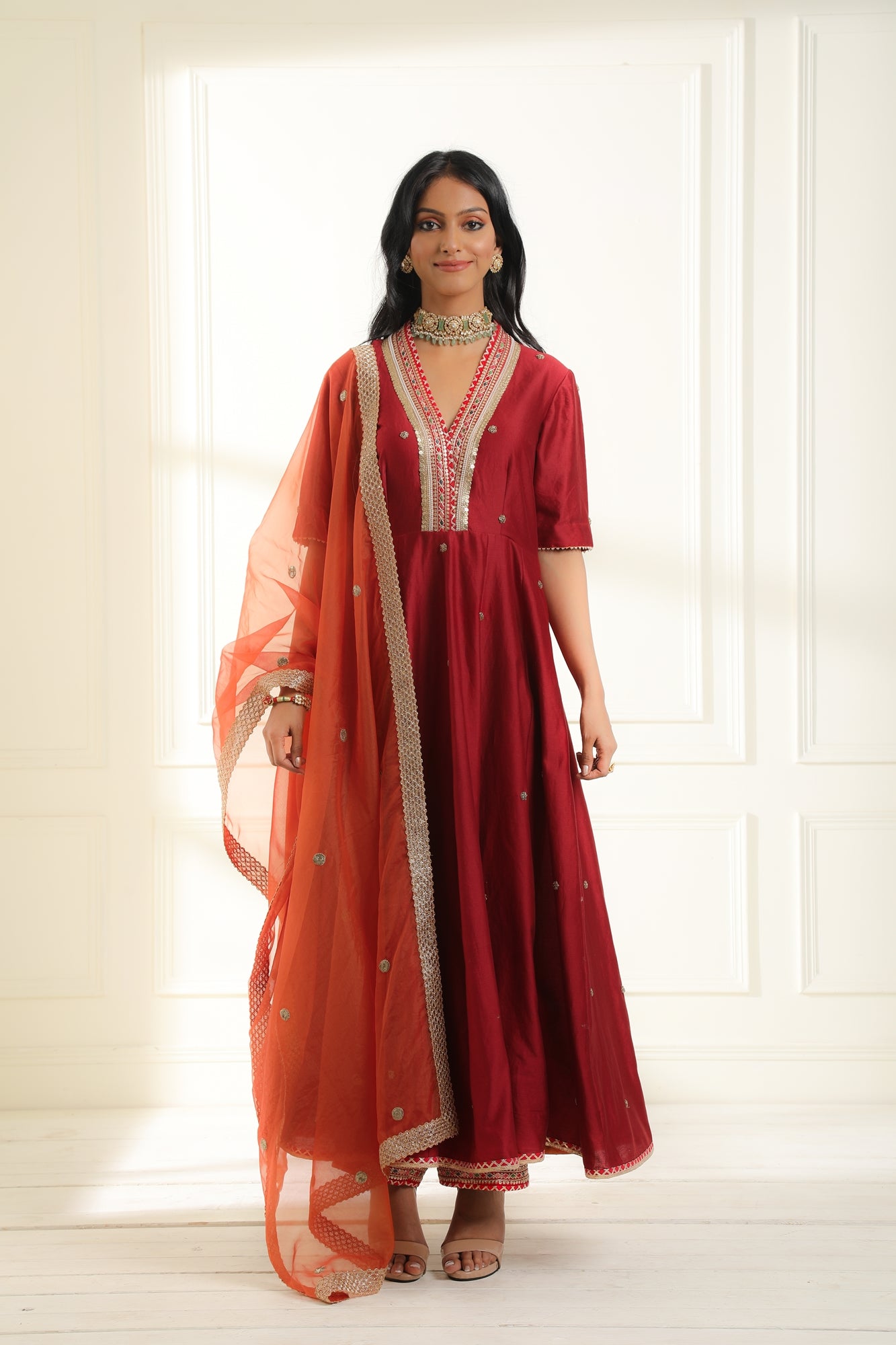 Red Mastaani Anarkali Set