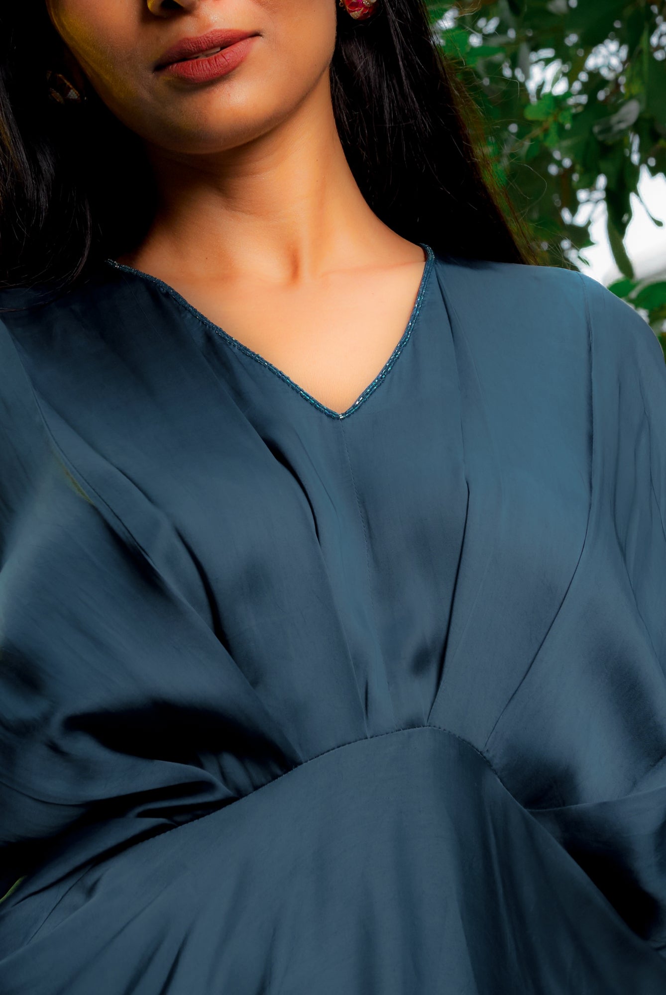 Teal Blue Cowl Gown