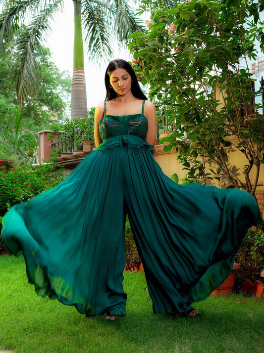 Teal Emb Jumpsuit