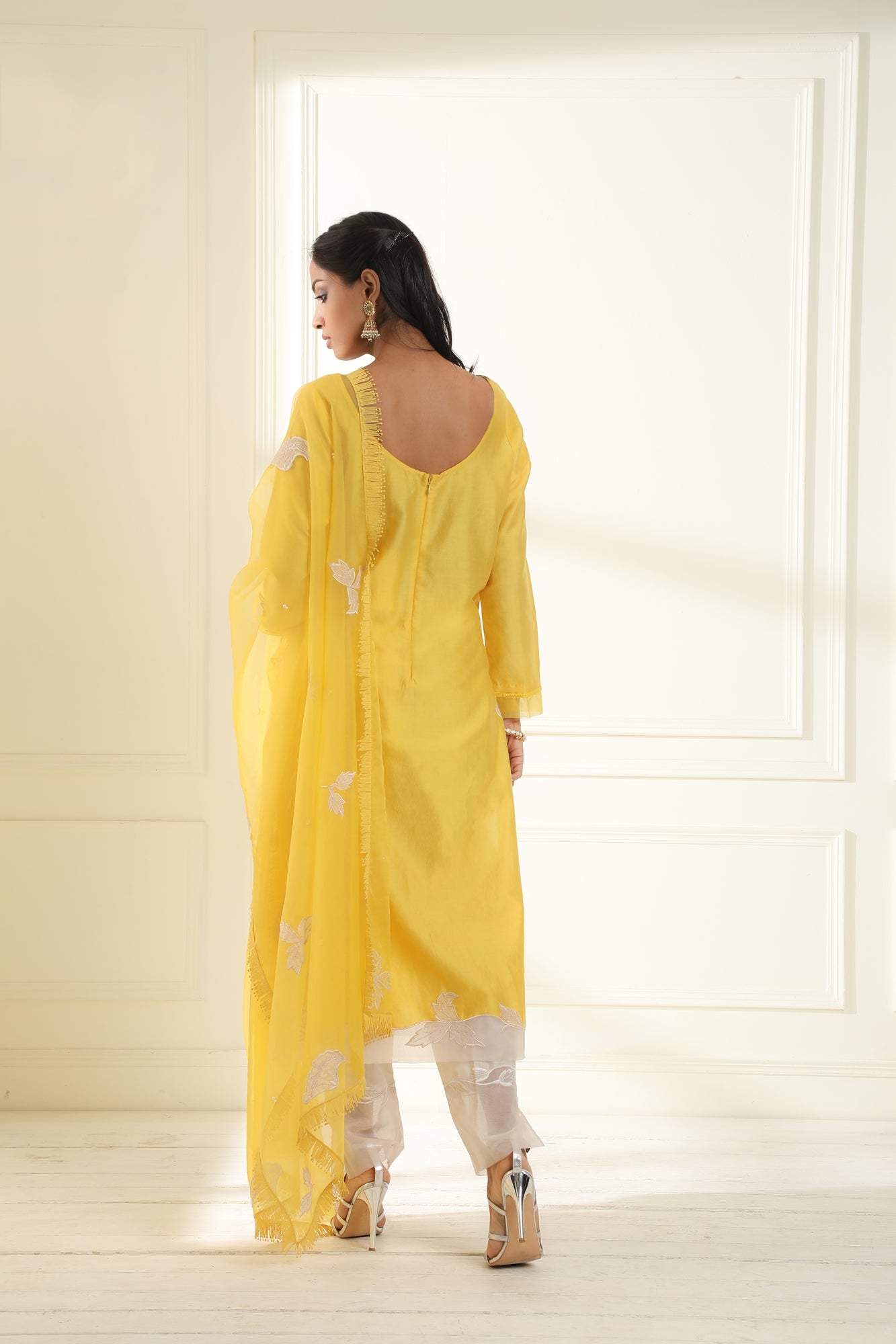Yellow Farah Applique Suit Set