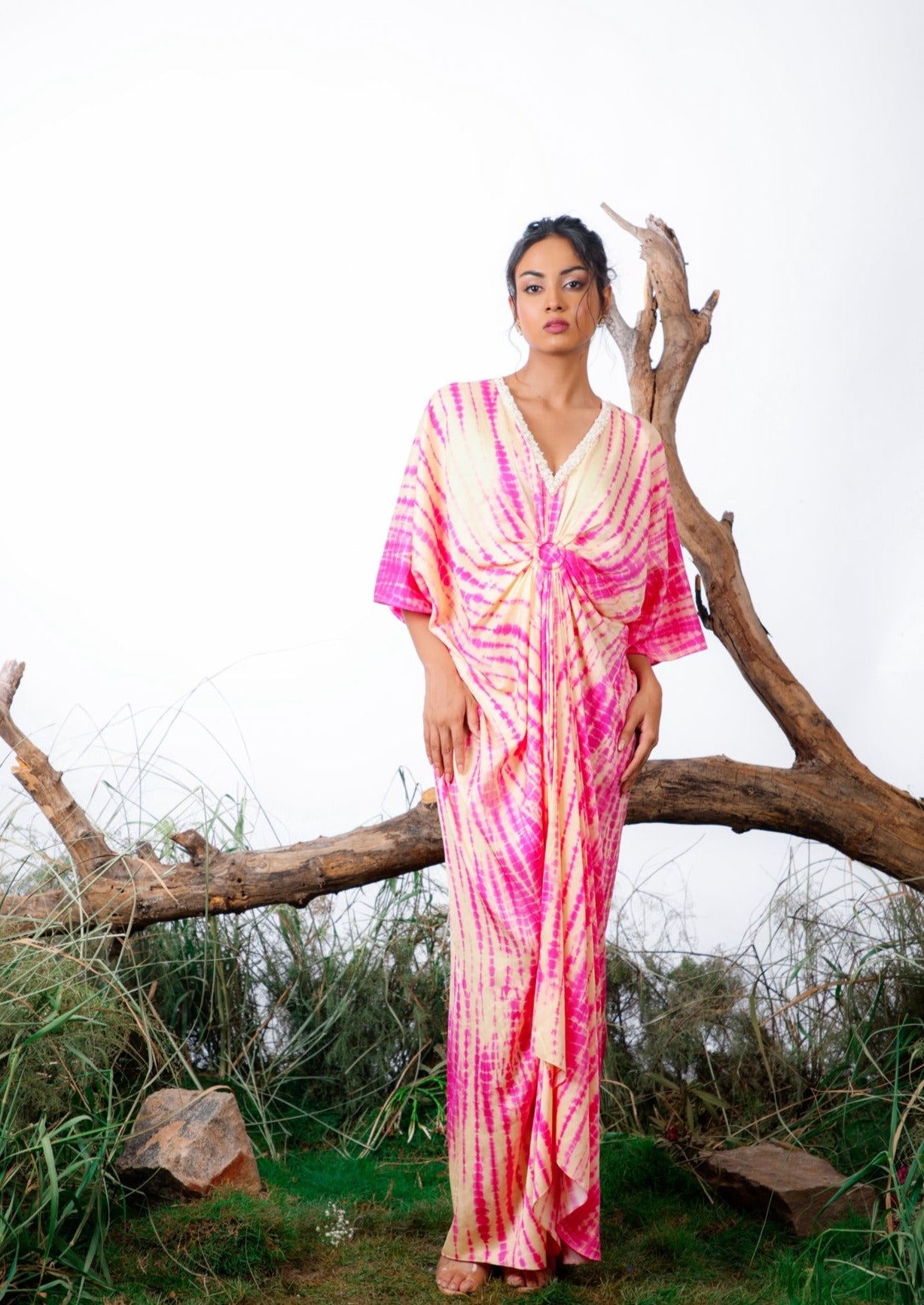 pink shibori ring kaftan! Lightweight and airy