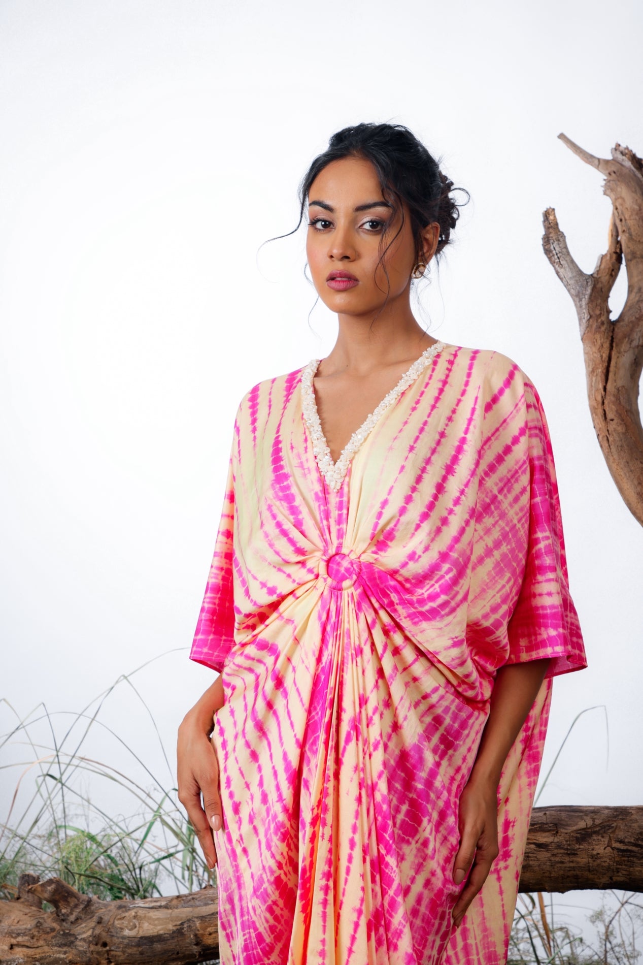 pink shibori ring kaftan! Lightweight and airy