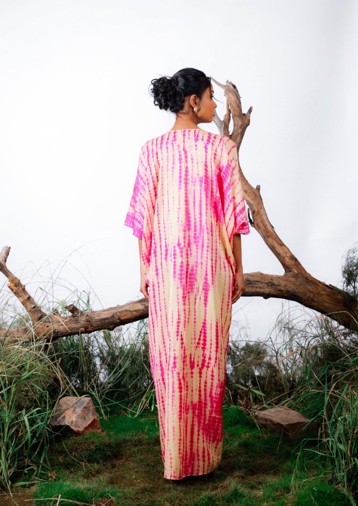 pink shibori ring kaftan! Lightweight and airy