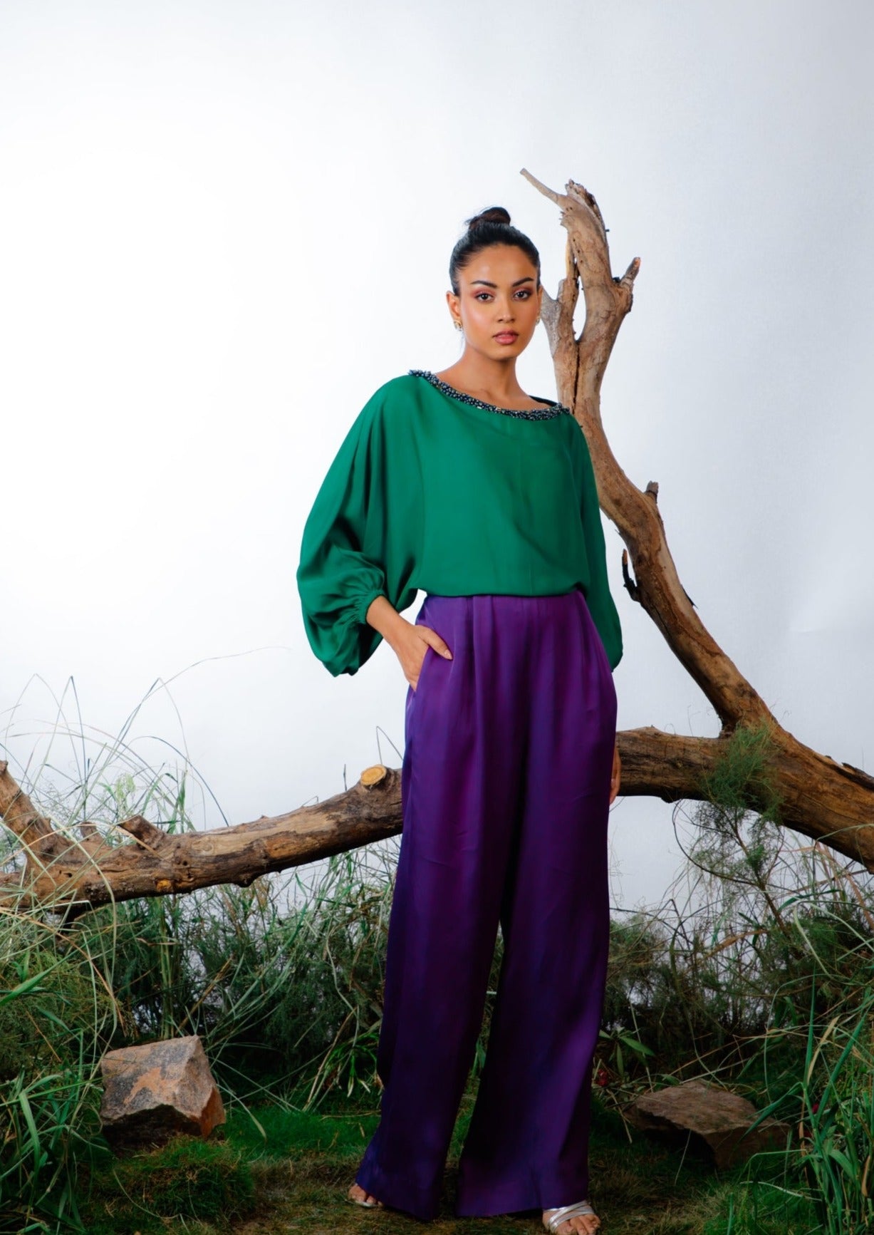 Colorblock Pearl Beaded Jumpsuit, pret collection by omana by ranjana bothra