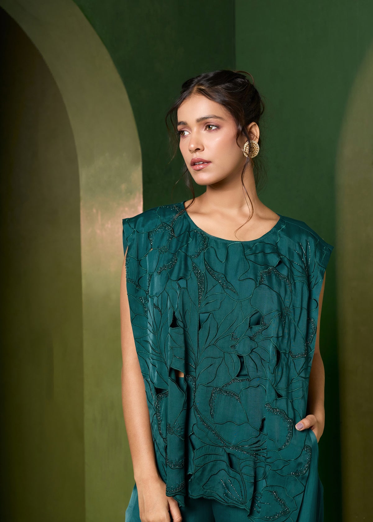 Arabella cutout coord set - Emerald Green