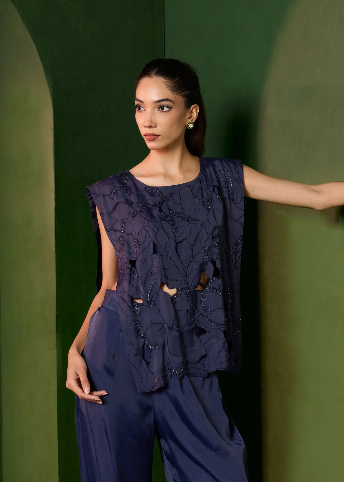 Arabella cutout coord set - Midnight Blue