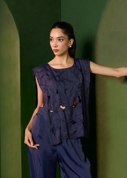 Arabella cutout coord set - Midnight Blue