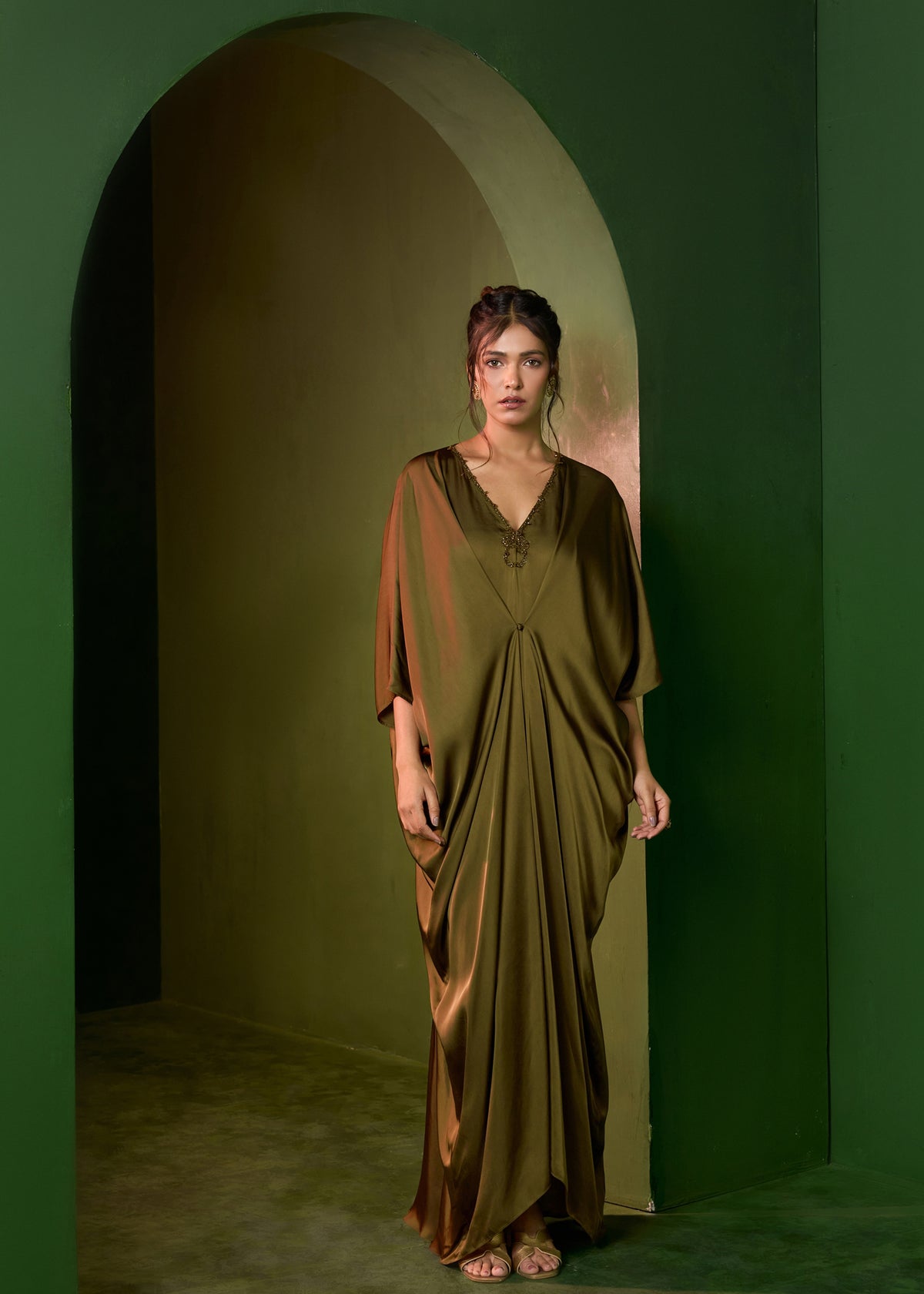 Celeste Stud Kaftan - Military green
