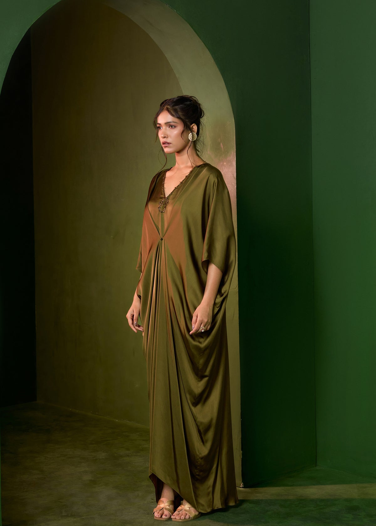 Celeste Stud Kaftan - Military green