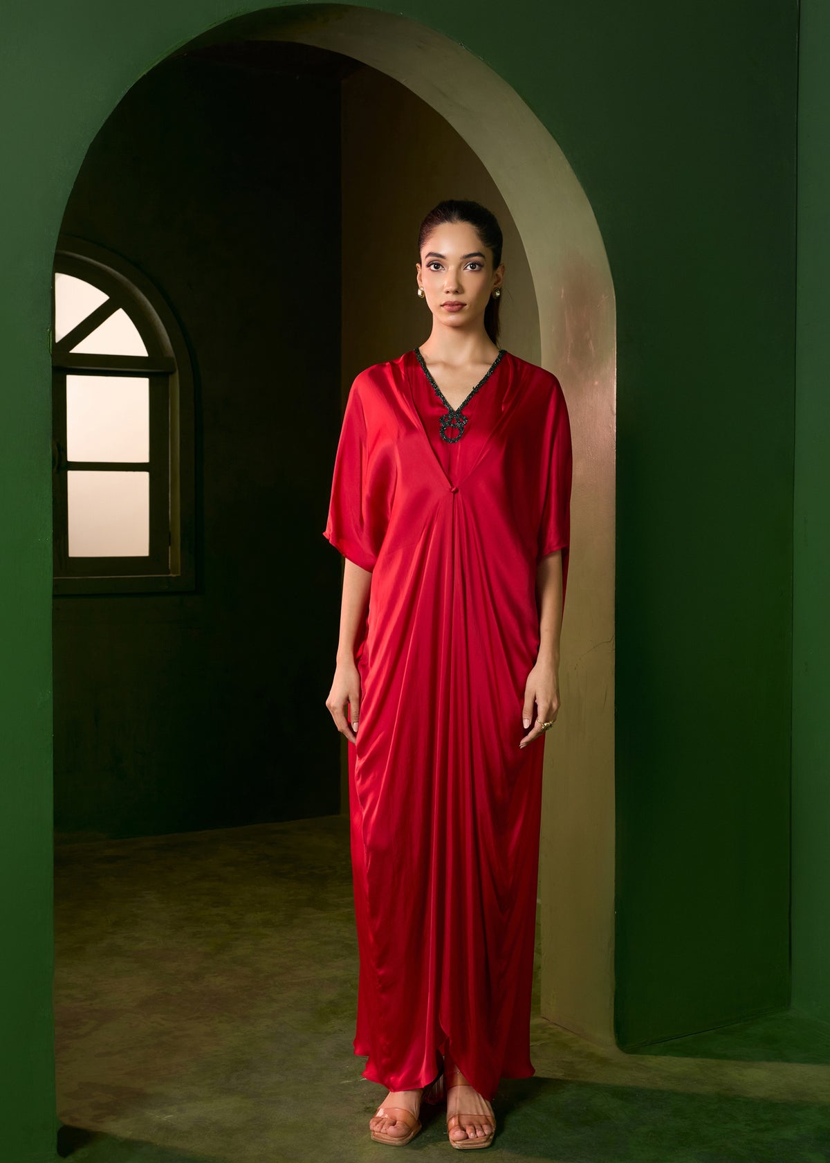 Celeste Stud Kaftan - Red