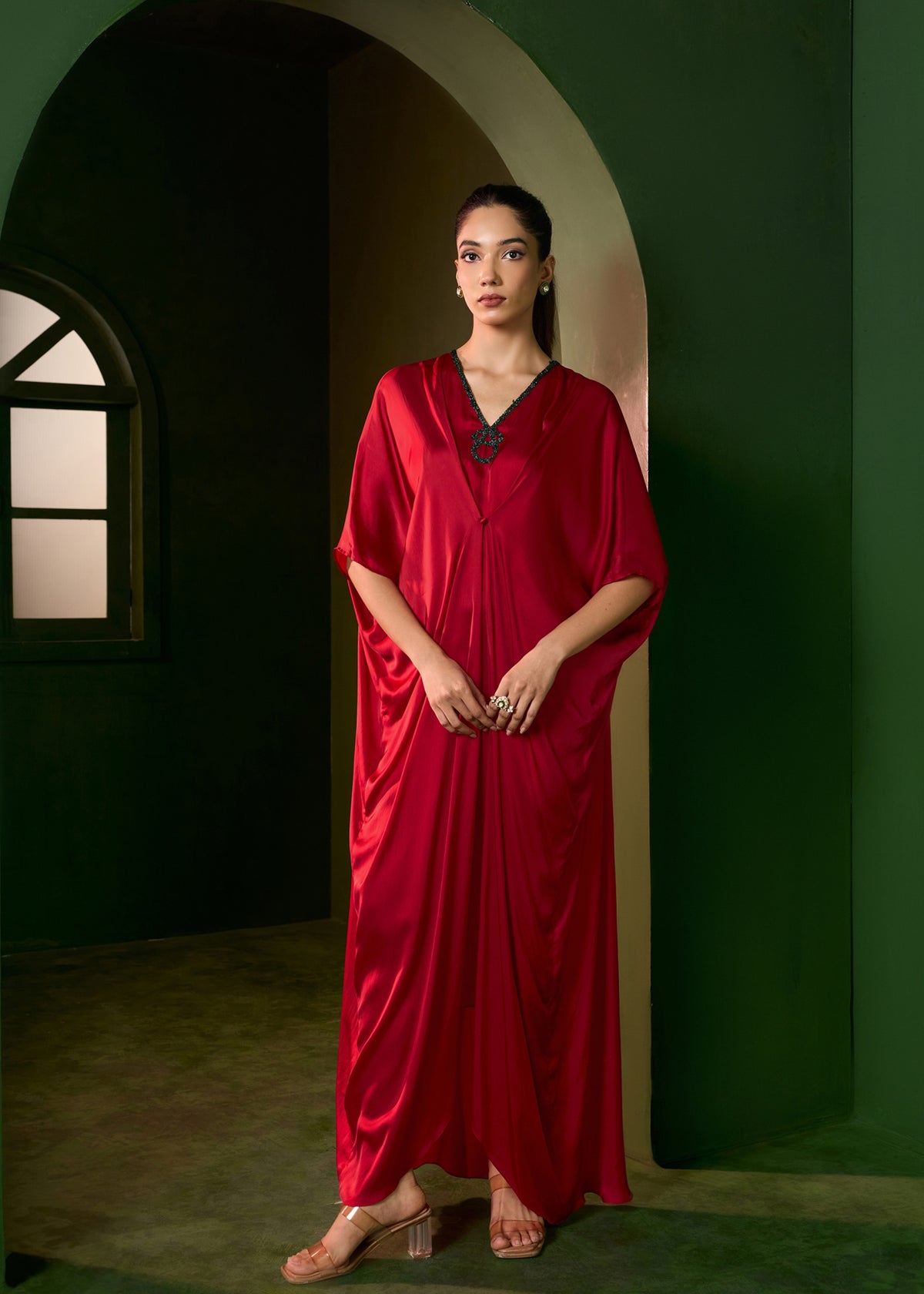 Celeste Stud Kaftan - Red