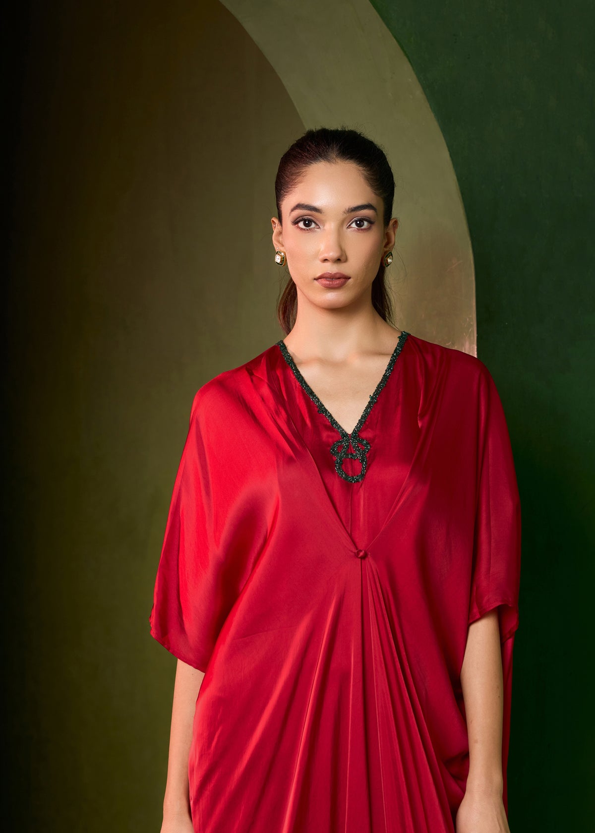Celeste Stud Kaftan - Red