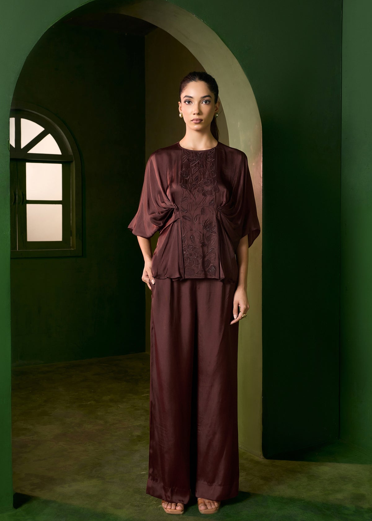 Isla Applique Coord set-Brown