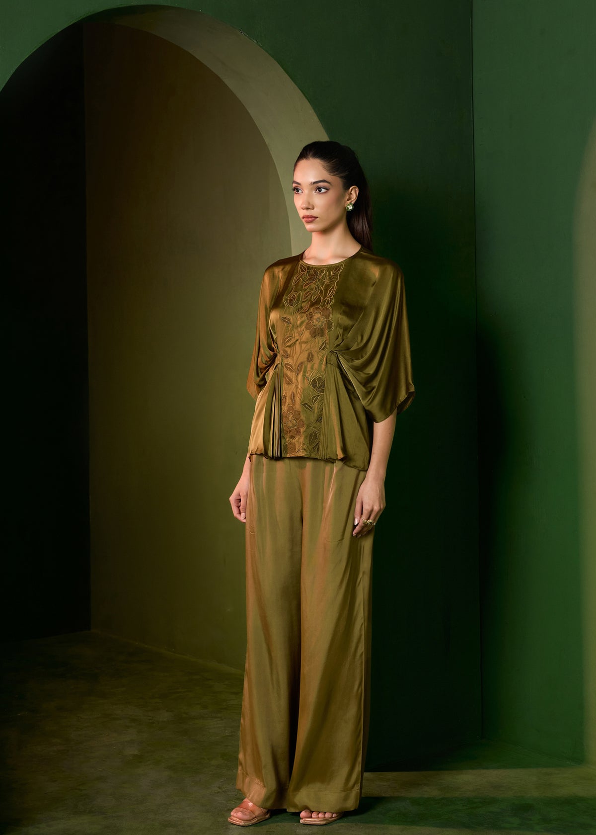 Isla Applique Coord set- Military Green