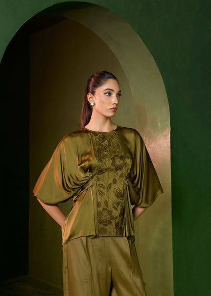 Isla Applique Coord set- Military Green