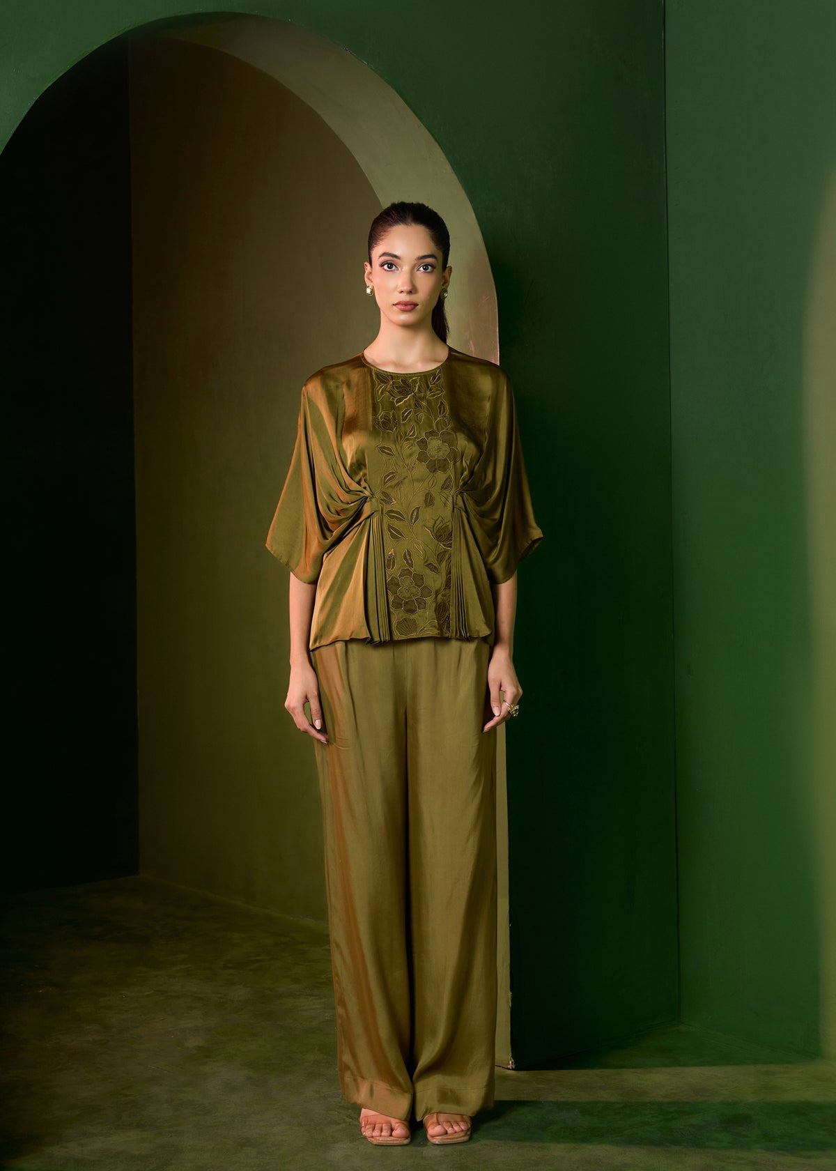 Isla Applique Coord set- Military Green
