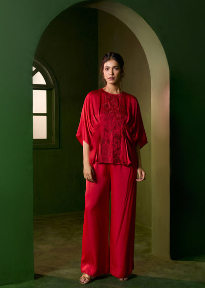 Isla Applique Coord set- Red