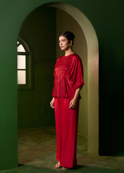 Isla Applique Coord set- Red