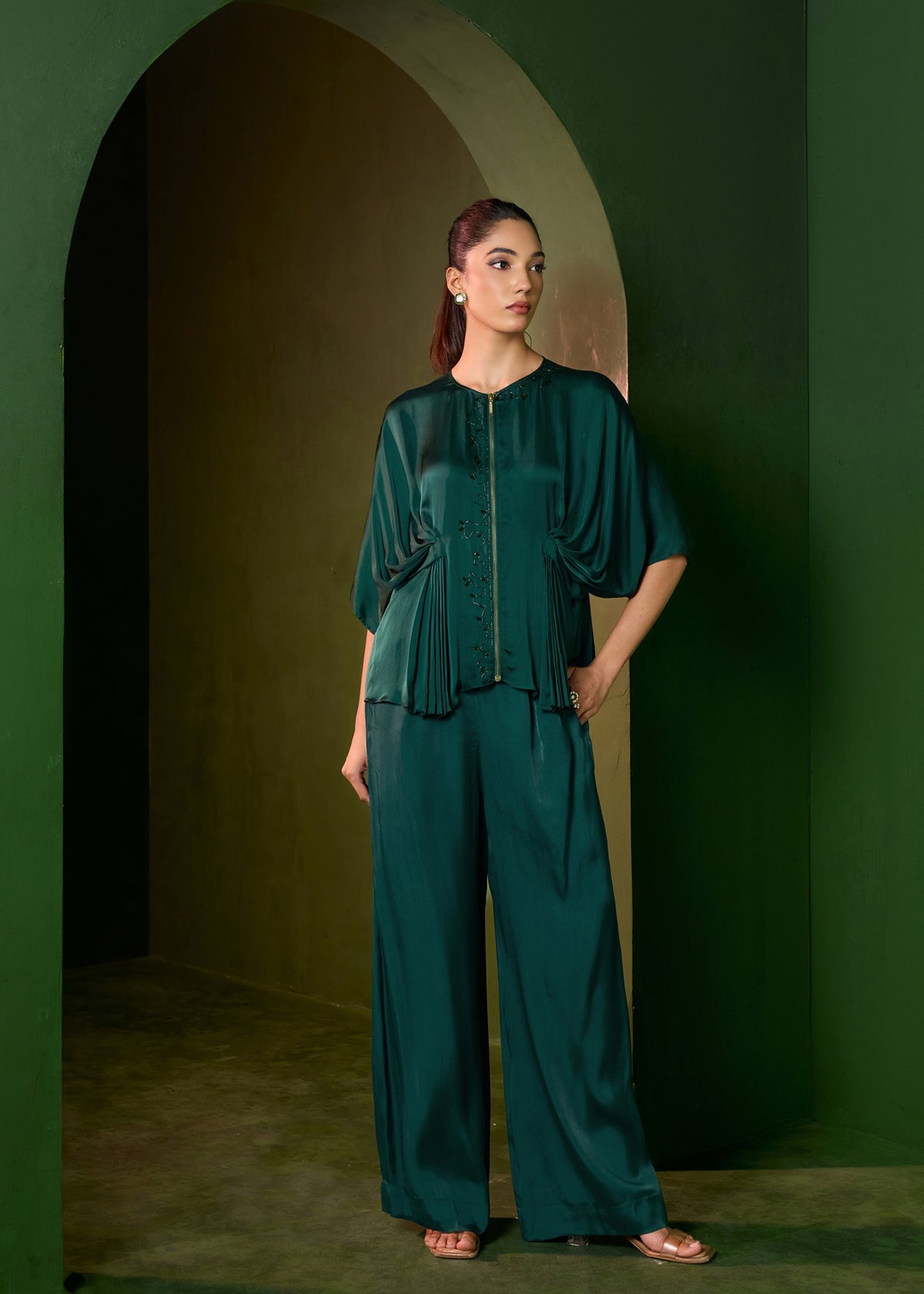 Isla Zipper Coord Set - Emerald Green