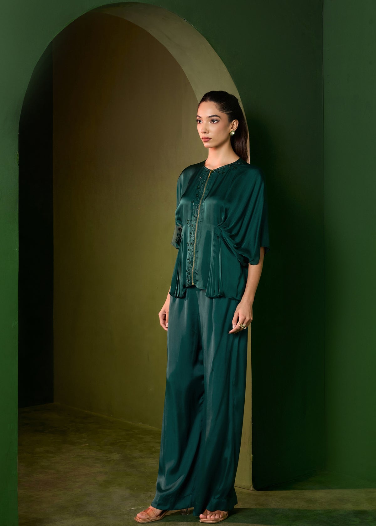 Isla Zipper Coord Set - Emerald Green