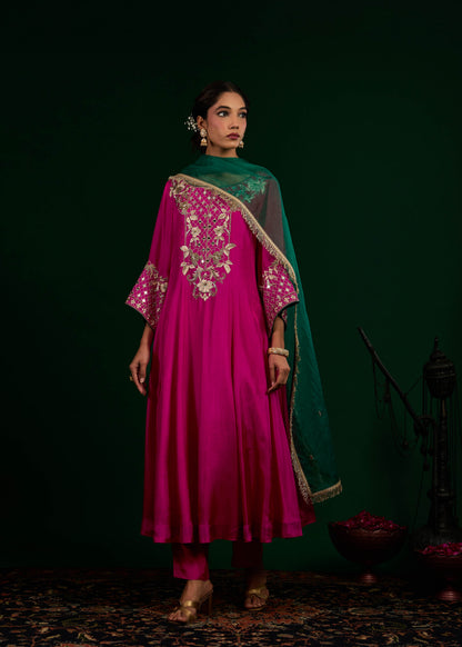 Seerat Anarkali Set - Hot Pink