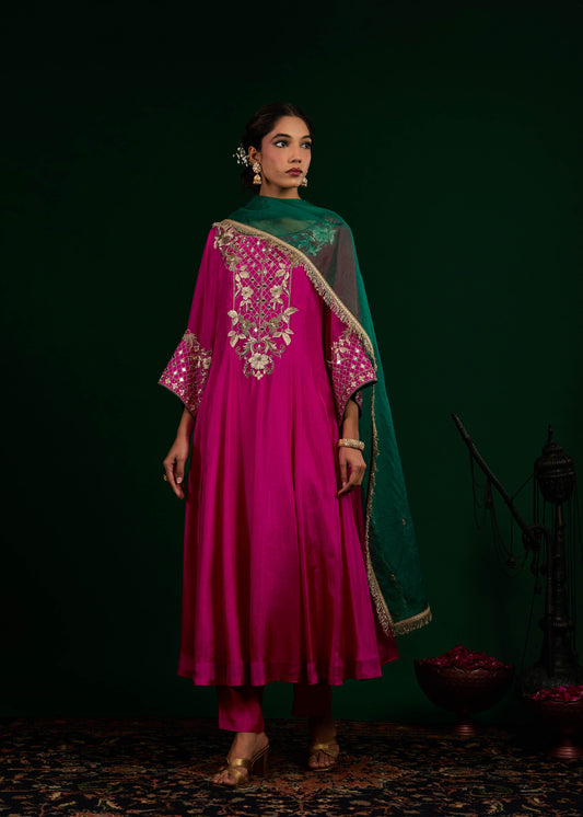 Seerat Anarkali Set - Hot Pink