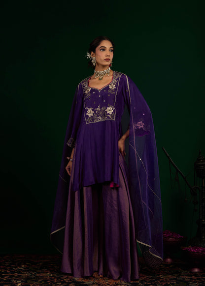 Misbah Sharara Set - Purple
