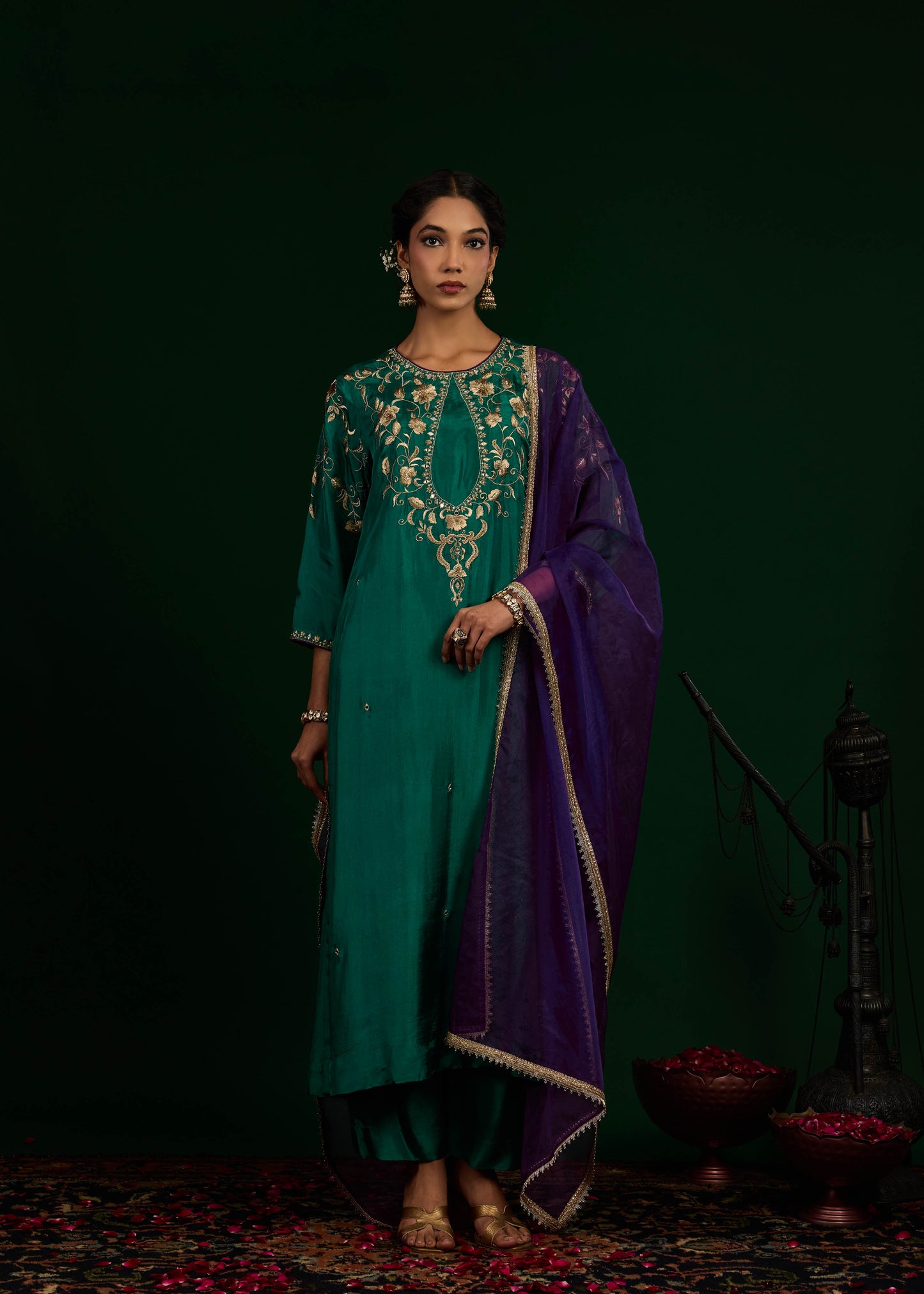 Gulnaar Kurta Set - Green
