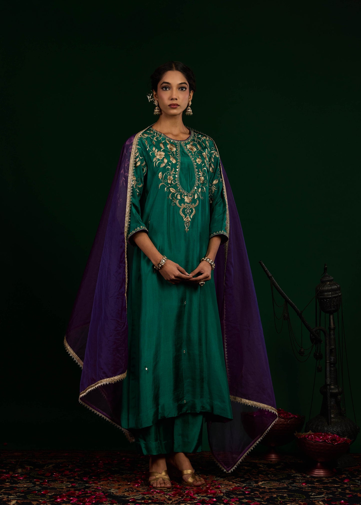 Gulnaar Kurta Set - Green