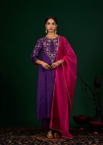 Gulnaar Kurta Set - Purple