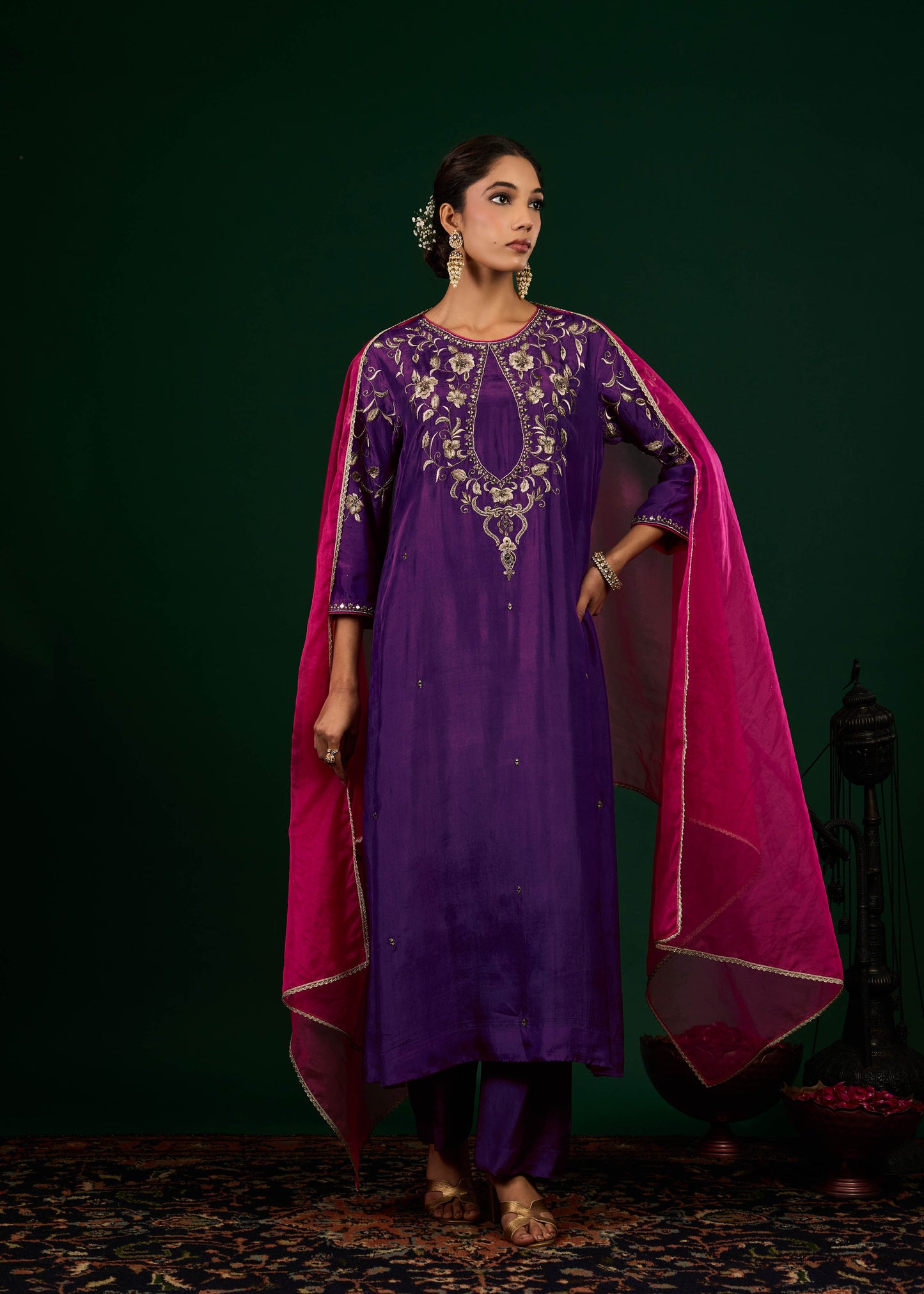 Gulnaar Kurta Set - Purple