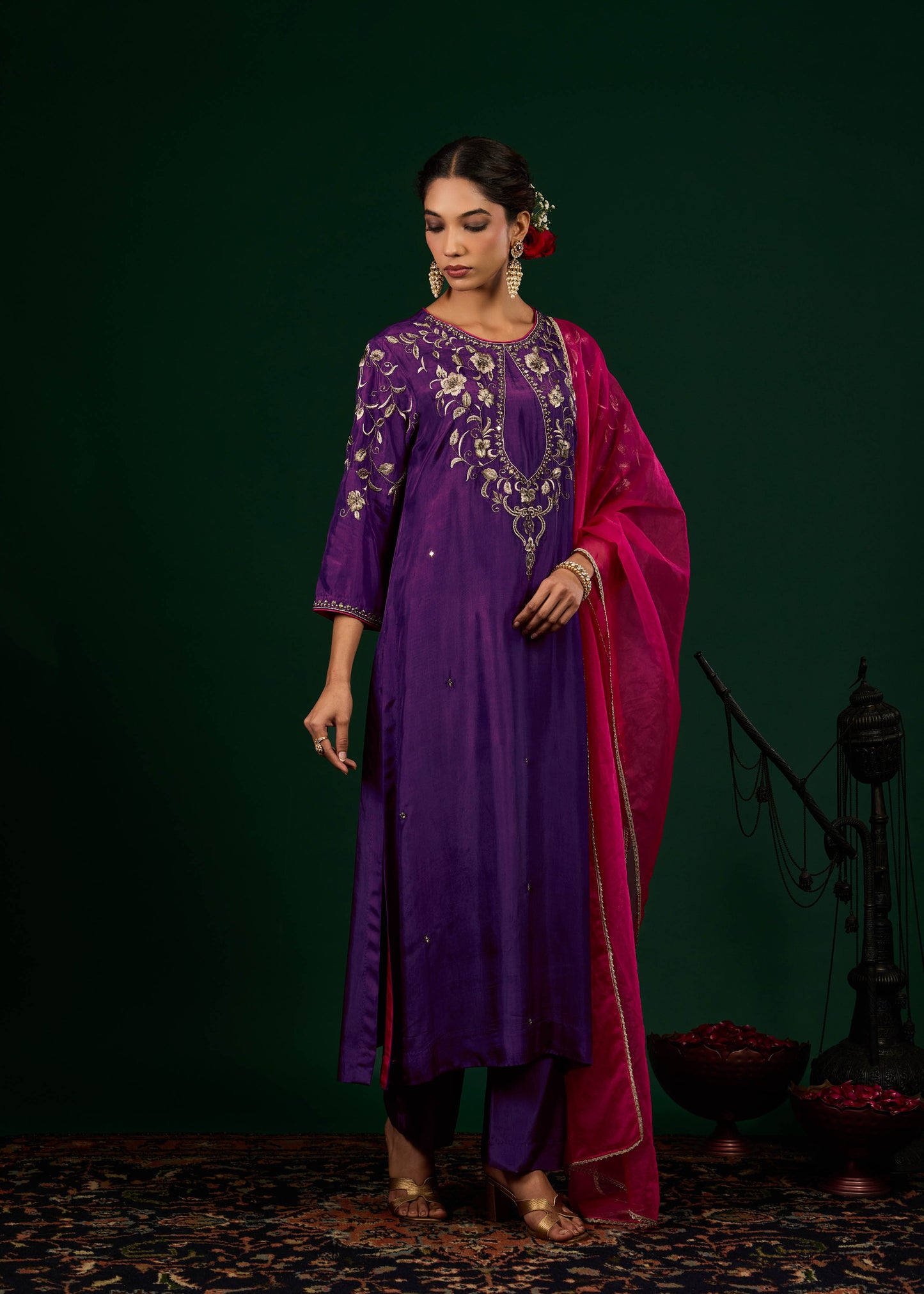 Gulnaar Kurta Set - Purple