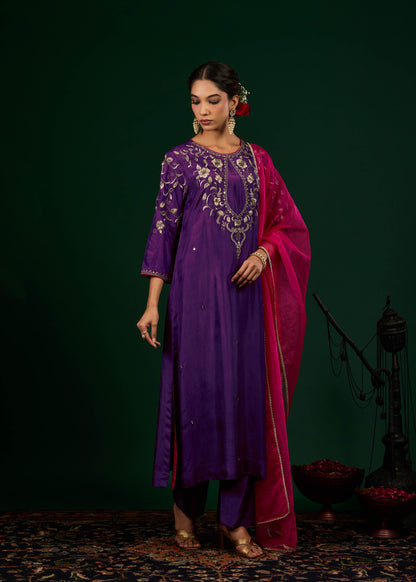 Gulnaar Kurta Set - Purple