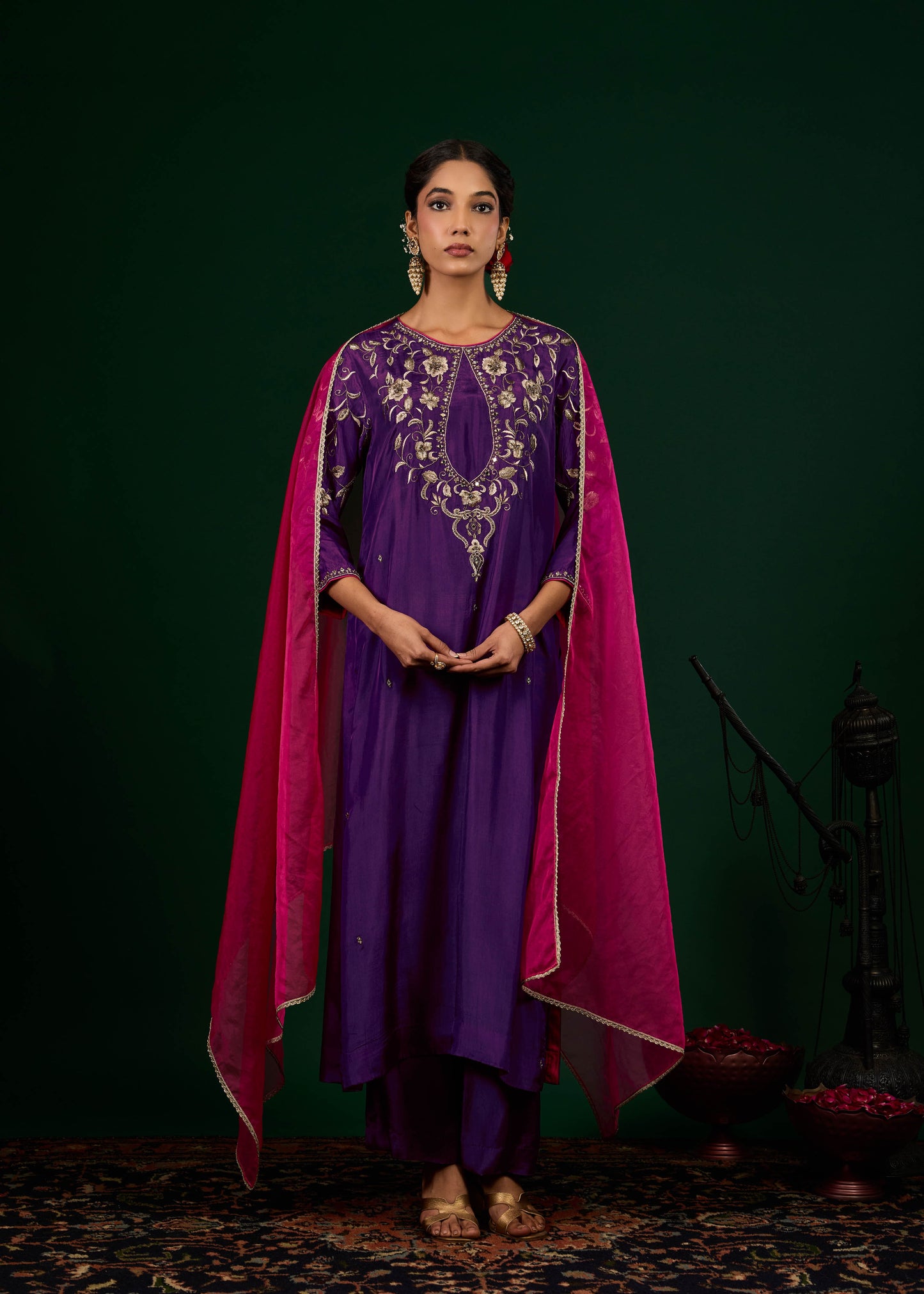 Gulnaar Kurta Set - Purple