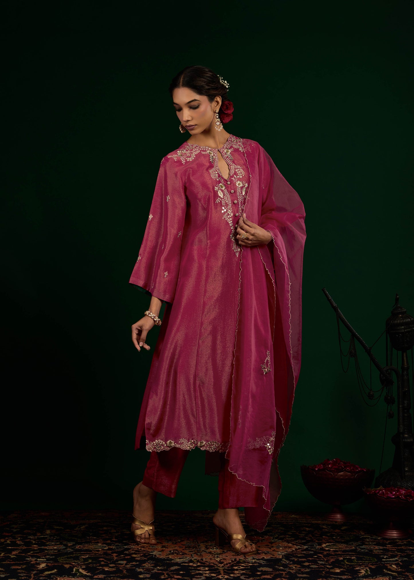 Taraani Kurta Set - Hot Pink
