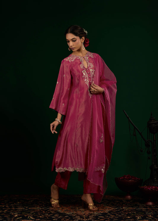 Taraani Kurta Set - Hot Pink