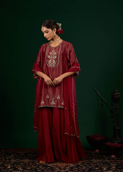 Ruhani Sharara Set - Red