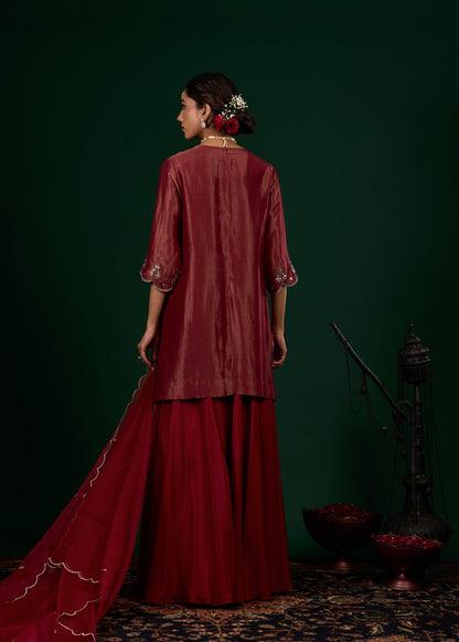 Ruhani Sharara Set - Red