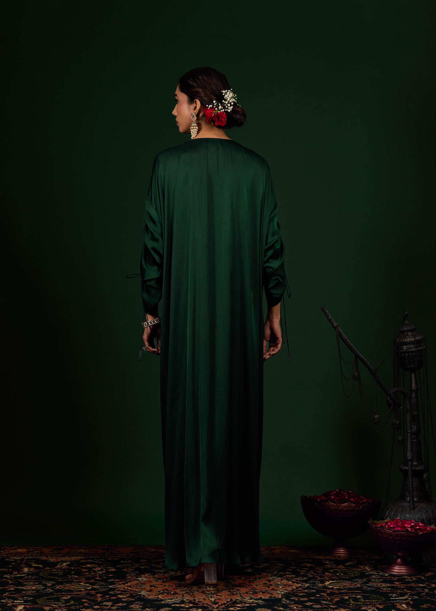 Mehnoor Emb Kaftan -  Emerald Green