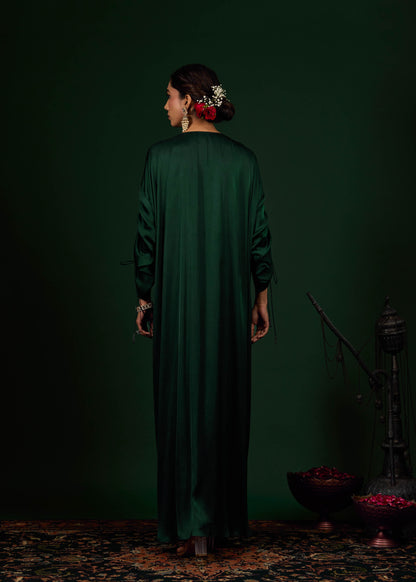 Mehnoor Emb Kaftan -  Emerald Green