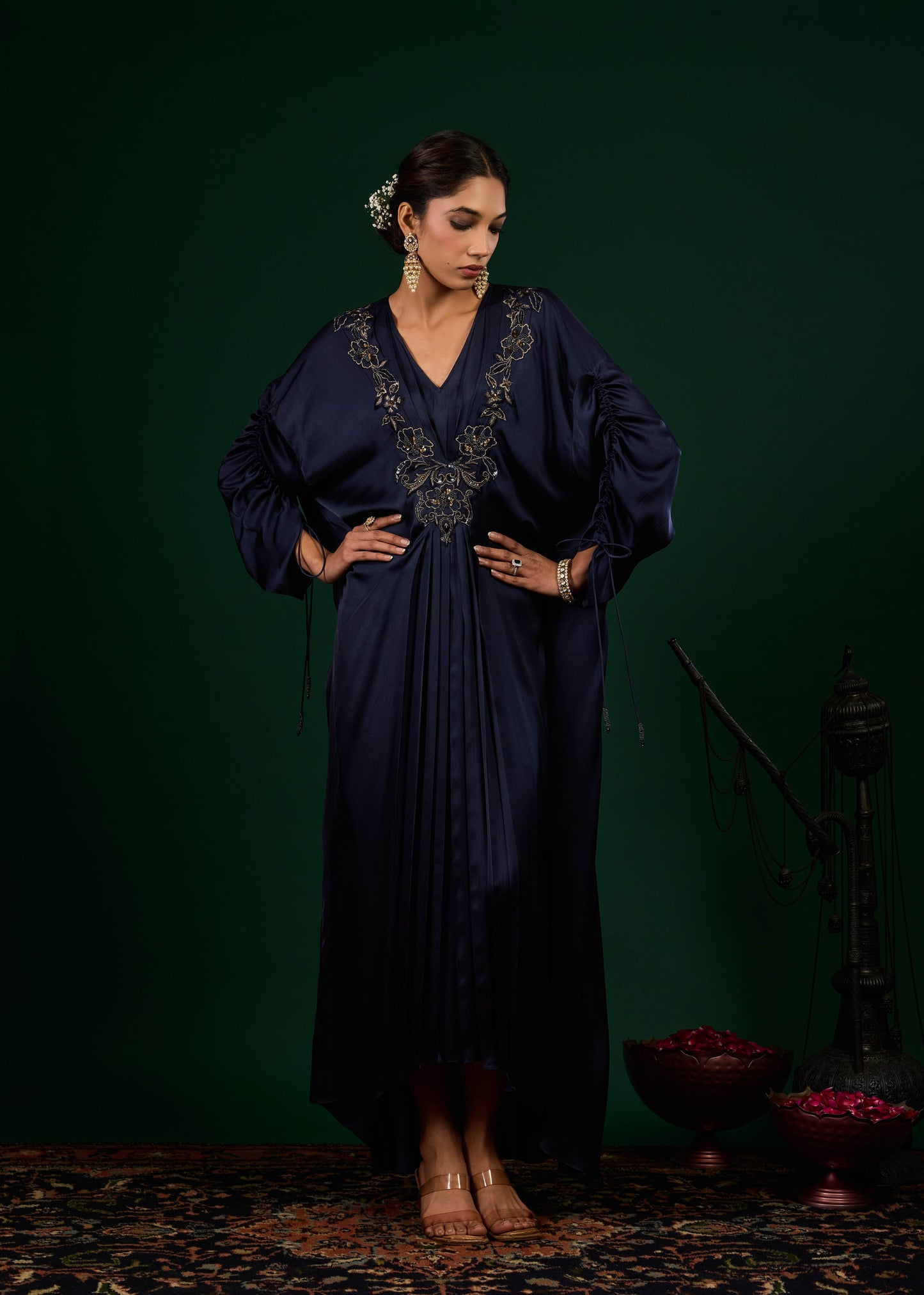 Mehnoor Emb Kaftan - Midnight Blue