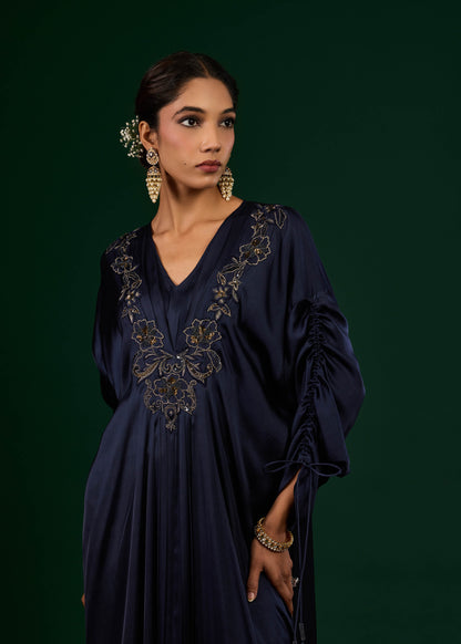 Mehnoor Emb Kaftan - Midnight Blue