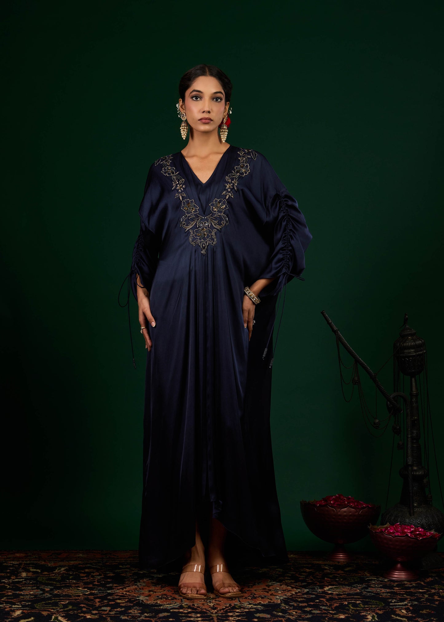 Mehnoor Emb Kaftan - Midnight Blue