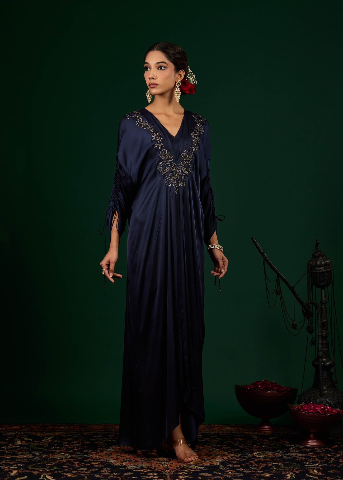 Mehnoor Emb Kaftan - Midnight Blue