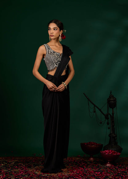 Ashley Draped Saree - Black